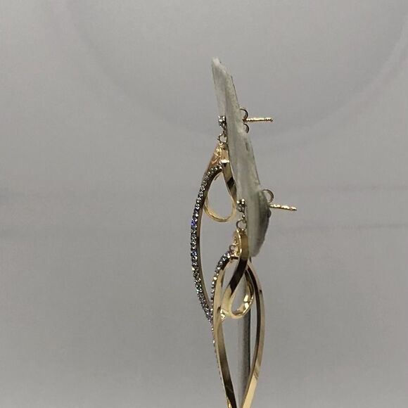 New 14K Gold Dangle Earrings with Swarovski Crystals - Picture 10 of 10